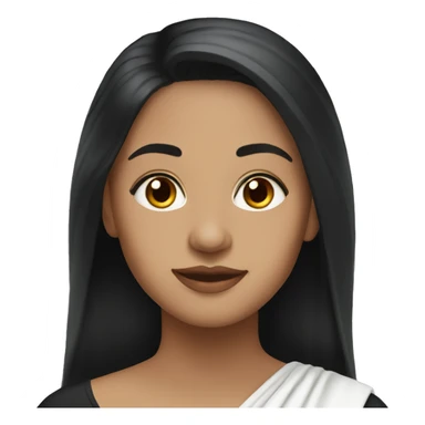 Light skin ;Black long hair wearing white saree sticker