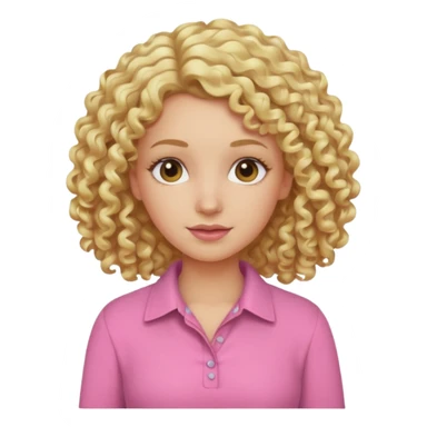 blonde curly woman pink shirt  sticker