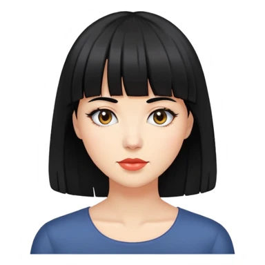 Faça uma mulher com cabelo preto com a franja  sticker