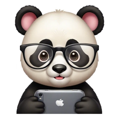 cute panda with glasses in his smartphone sticker