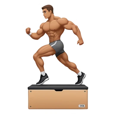 bodybuilder step onto plyo-box side-view sticker