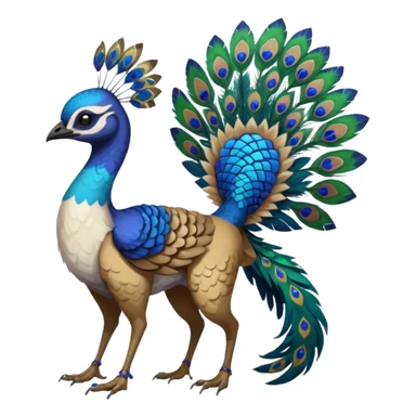  beautiful handsome gorgeous aesthetic colorful vibrant Vernid-Trico-species-Fakemon-creature by LiLaiRa, 4 legs, 1 tail, random markings, (full body) with a peacock-feather-headdress sticker