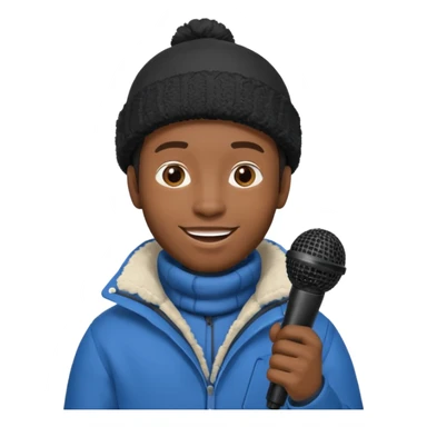 black man with winter clothes holding microphone sticker