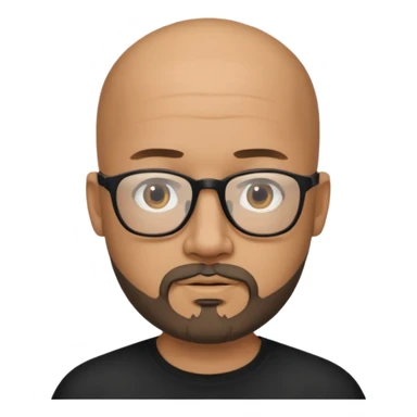 Bald male, black glasses, goatee beard, realistic portrait sticker