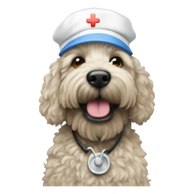 Black large labordoodle with nurse hat sticker