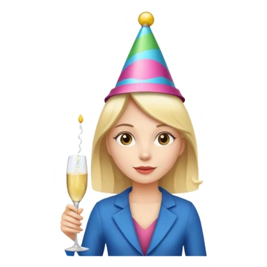 girl with Champagne bottle with party cap. sticker