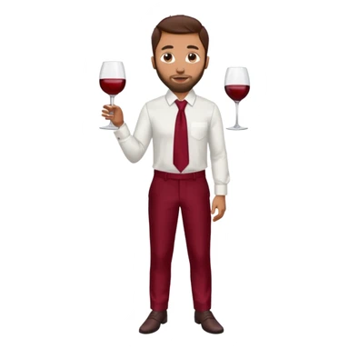Anwar Jibawi with dark brown hair, white dress shirt, wine red silk pants sticker