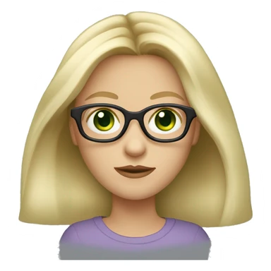 blond long hair girl with black framed glasses slavic wide face and green eyes sticker