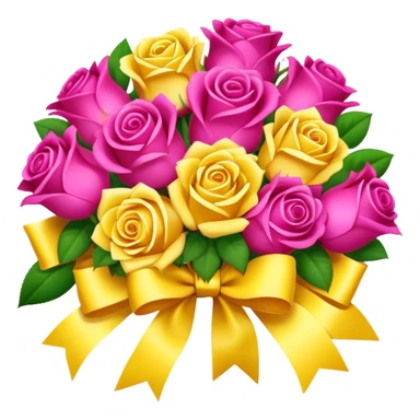 Fuschia and yellow bouquet of roses  sticker