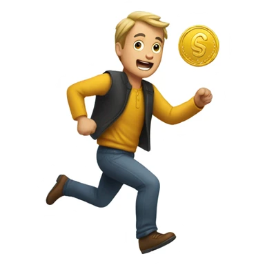  man chasing a coin sticker