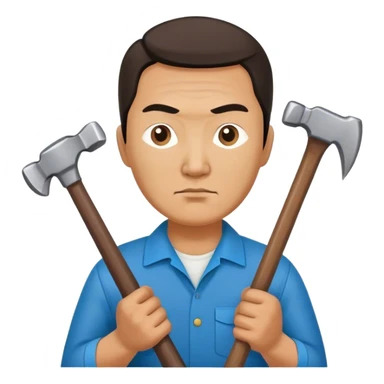 serious kazakh worker middle age photorealistic with hammer sticker