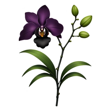 Dark green Flower stem with a black orchid sticker