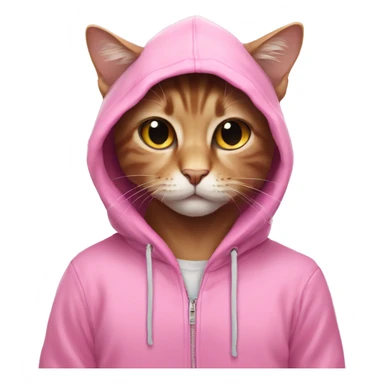 aesthetic cat wearing a pink hoodie sticker
