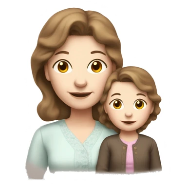 Grandma, white, long brown hair, pale skin, with baby girl sticker