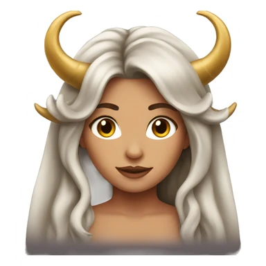 Brunette goddess with Long hair and horns  sticker