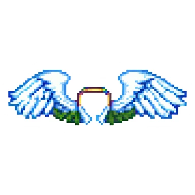 pixel art style angel wings, simple and iconic sticker