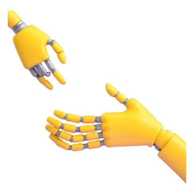 Human hand shaking robot hand, yellow human hand and metallic robot hand sticker