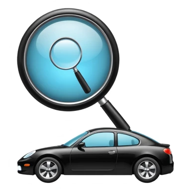 car silhouette with a magnifying glass above it sticker