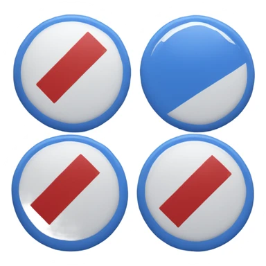 a circle with a blue top, white middle and blue bottom with a diagonal red stripe from right to left sticker