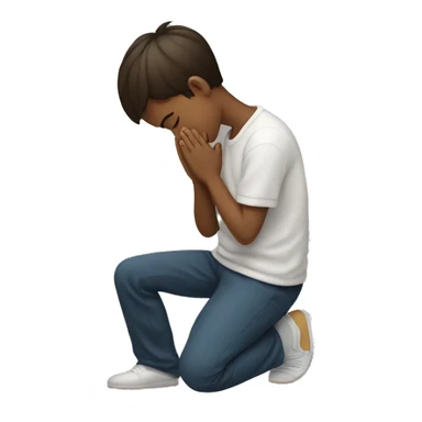 brunette boy kneeling praying  sticker
