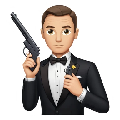 James Bond in tuxedo with gun, secret agent sticker