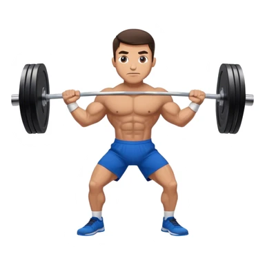 brunette buff man with blue shorts deadlift sticker