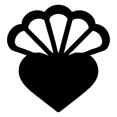 gothic heart with a black lace fan, solid filled icon style sticker