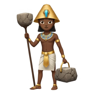 fullbody ancient Egyptian worker carrying a rock block, no fancy hat sticker