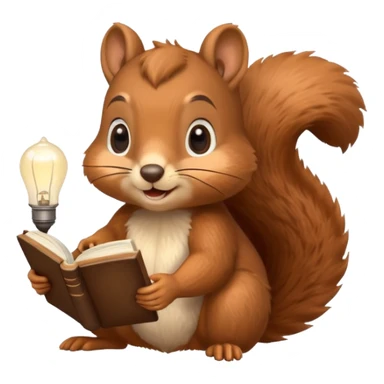 squirrel reading with retro light lamp sticker