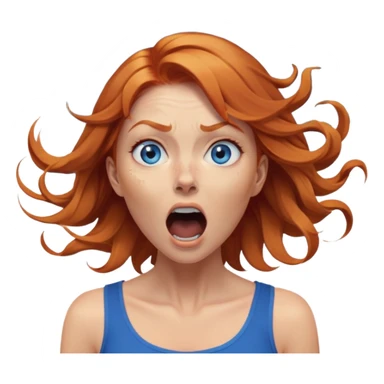 middle of face turning in to a black swirling vortex scream female ginger hair blue eyes sticker