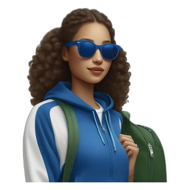 Lacoste bag girl with black lacoste hoodie e and blue oakley sportive sunglass  sticker