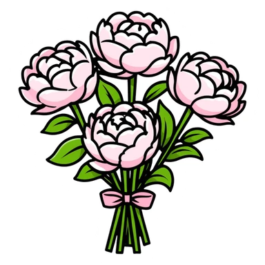 vibrant bouquet of peonies with ribbon sticker