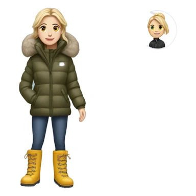 White girl in puffer jacket and snow boots sticker