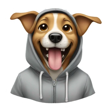 dog wearing hoodie laughing  sticker