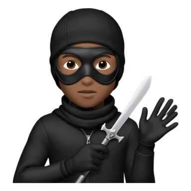 A young African male wearing a ski mask in full black clothing, holding a micro Draco in the air carelessly sticker
