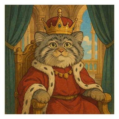 pallas cat in a palace dressed as a king sticker