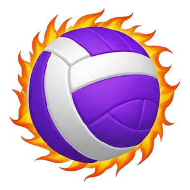 Purple volleyball on fire sticker