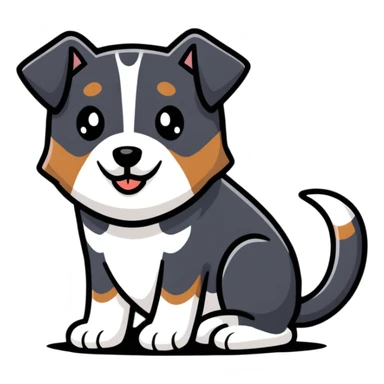 Black and white dog with brown over one eye with a precocious look sticker