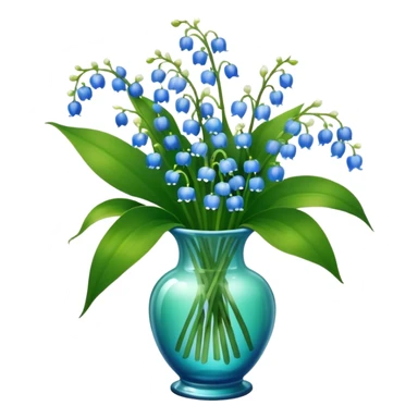 bouquet of blue lily of the valley in a green glass vase  sticker