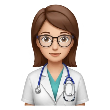gözlüklü doktor kadın, kahverengi saçlı sticker