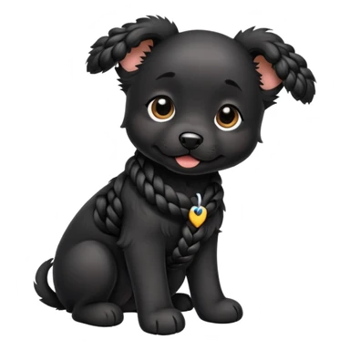 Black puppy with braids sticker
