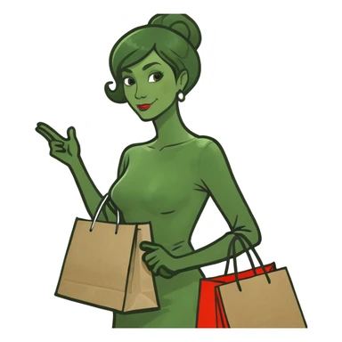 Lady with shopping bag sticker