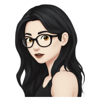 Anime+Cassandra+Goth-Woman-dark-hair-with-glasses-black-tshirt+perfectly-centered sticker