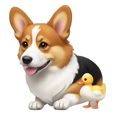 tricolor corgi with white ducks sticker