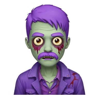 young zombie with purple mustache sticker