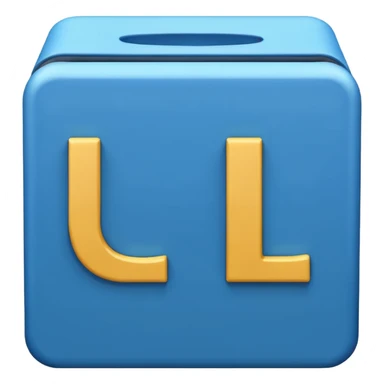 The letters L and R in a blue box 2D sticker