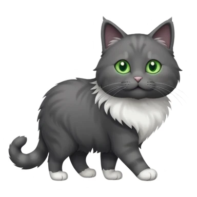 full body solid dark grey cat with green eyes, white paws and white whiskers walking sticker