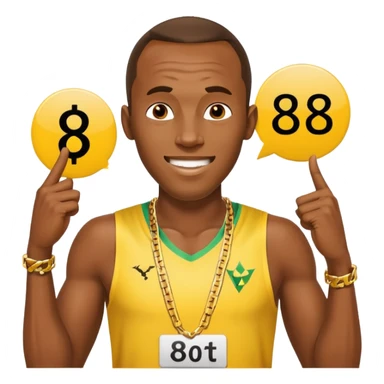 usain bolt avec un panneau affichant 9.58s derriere lui  sticker