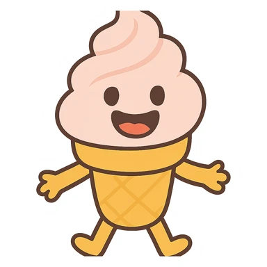 a happy ice cream cone, soft pastel colors sticker