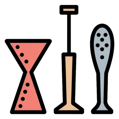 bartending tools including jigger, strainer, and cocktail spoon sticker